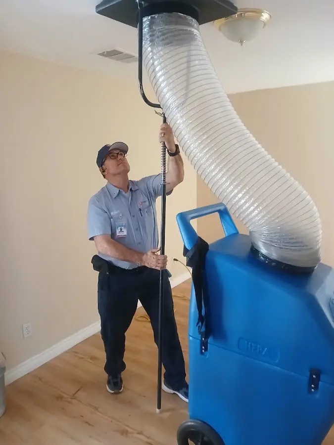 Mini Split Installation technician using HEPA equipment in Foster City
